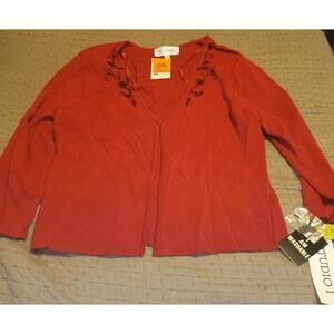 studio I sweater cardigan women's blouse Red size 14